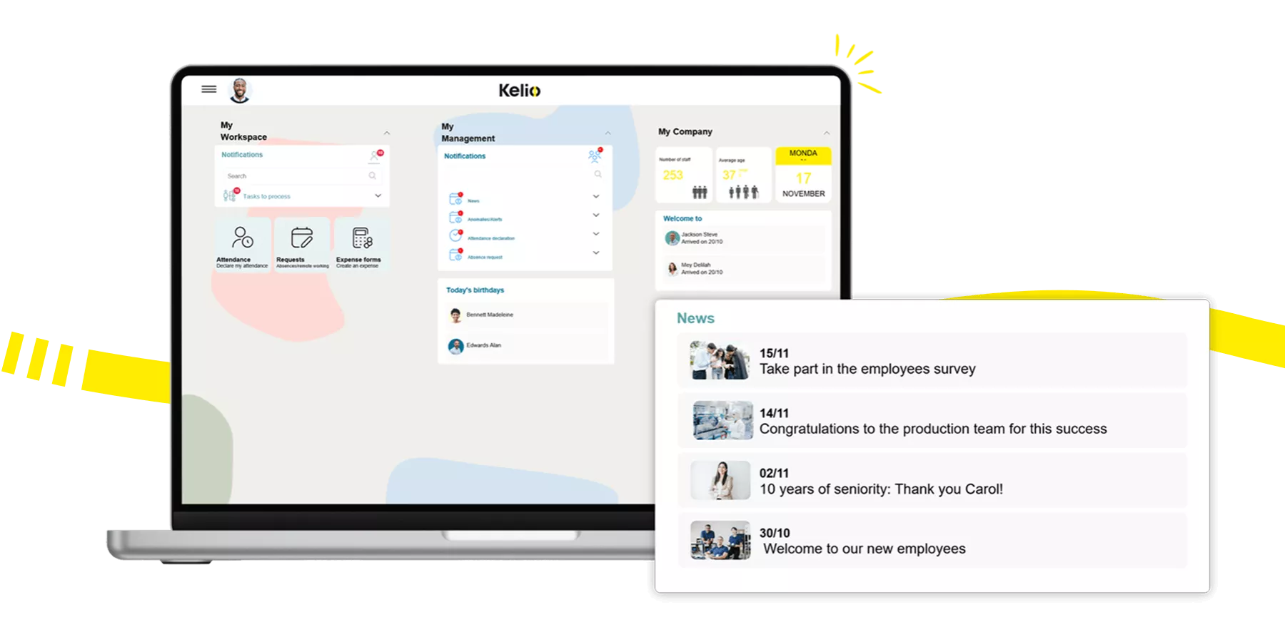 Kelio software: An interface for sharing strategic projects and company-wide success stories