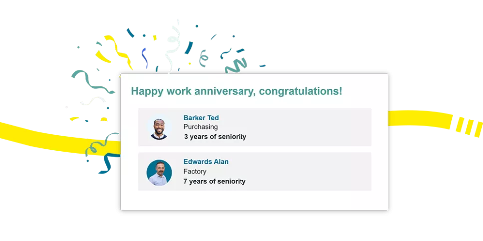 Birthday and work anniversary notifications on the Kelio software to bolster recognition and foster loyalty